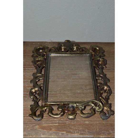 Vintage Metal Ornate Picture Frame Heavy Hollywood Regency Easel Gold Tone READ - Picture 2 of 11